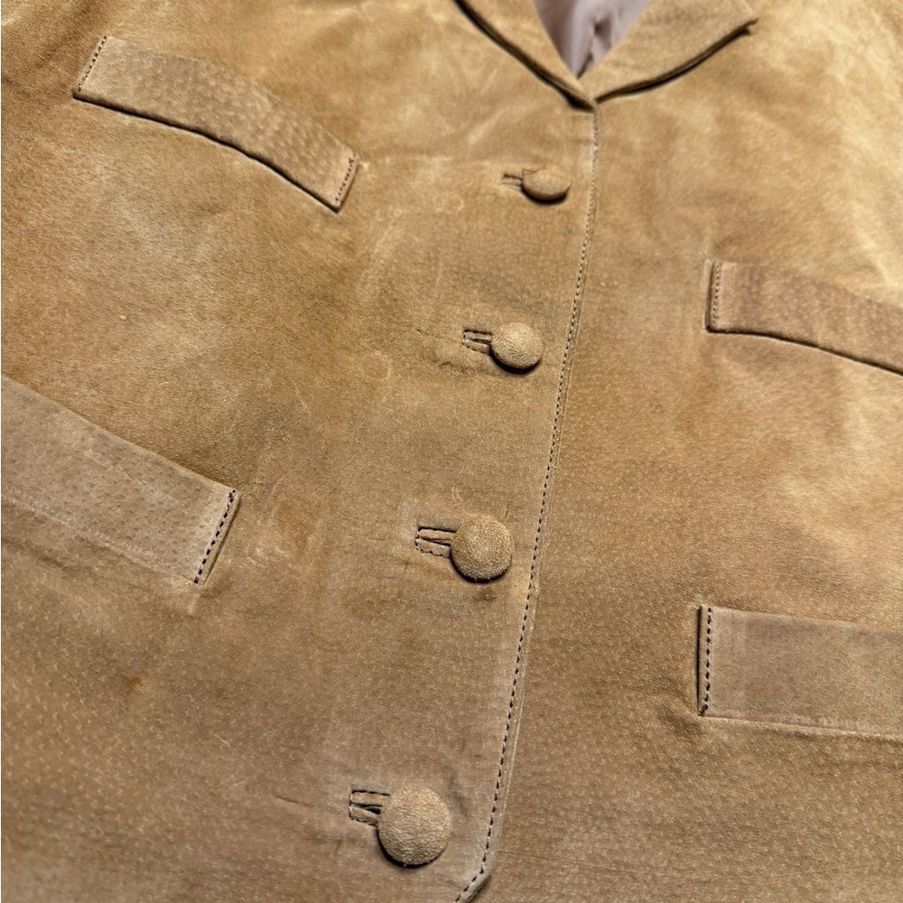 🤠 Brandon Thomas 100% Suede Leather Western Vest Tan Brown‎ M✨ - Picture 3 of 7